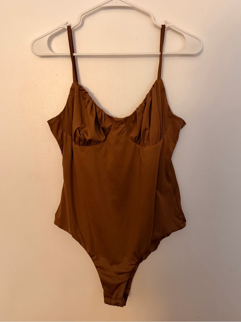 Abercrombie & Fitch Satin Brown Sculpted Bodysuit